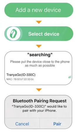 TranyaGo Smart Watch User Manual - Device connection