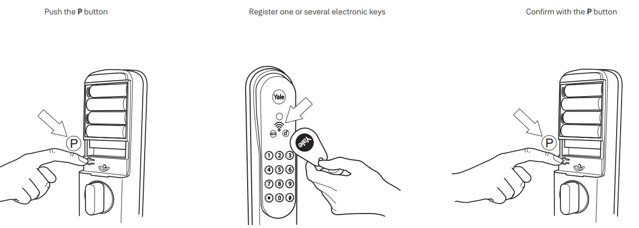 Yale 1185073 Doorman Classic All Inclusive Lock User Manual - Register electronic keys EASY Mode. ADVANCED Mode See the separate instructions at page 55