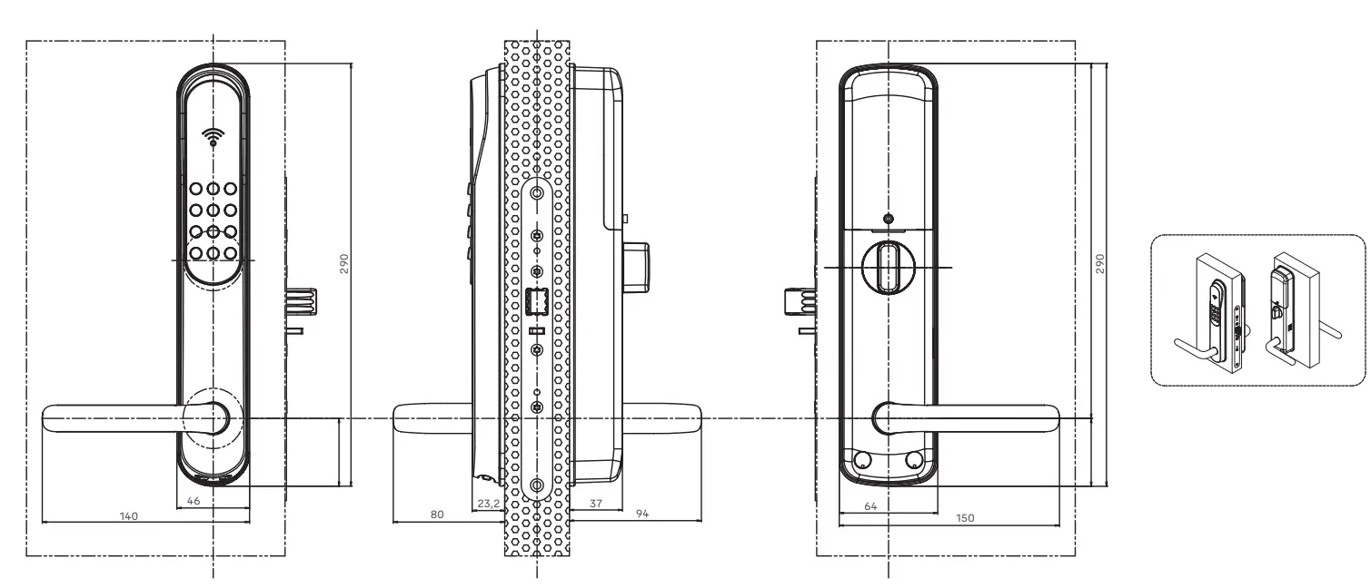 Yale 1185073 Doorman Classic All Inclusive Lock User Manual - Yale Doorman – Dimensions