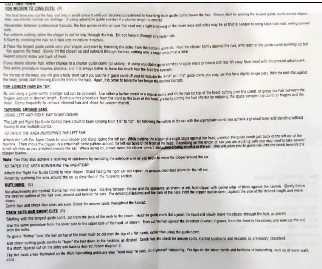 Wahl 9243 Home Cut Complete Hair Cutting Clipper User Manual - How to use