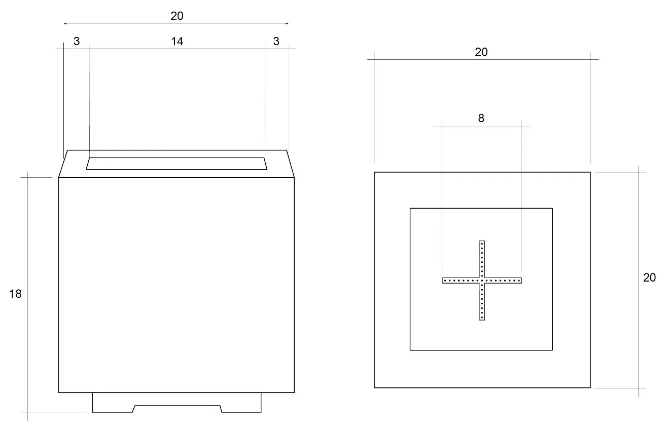 PRISM HARDSCAPES PH 423 Scatola Fire Table - Product Dimensions 1