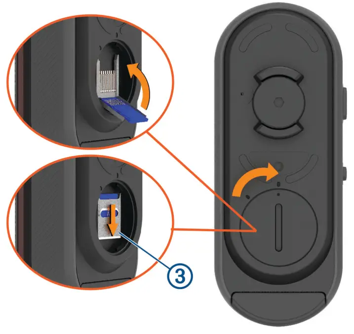 GARMIN RCT716 Radar Bike Tail Light - Close and latch the card holder
