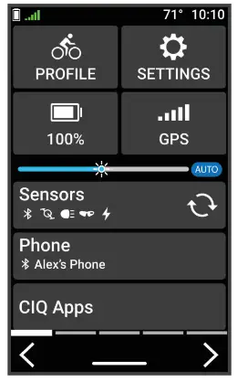 GARMIN RCT716 Radar Bike Tail Light - Viewing Widgets