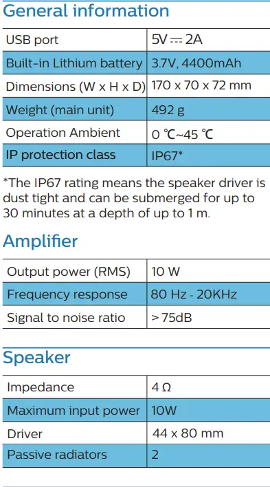 Philips S4807 Outdoors Wireless Bluetooth Speaker 17