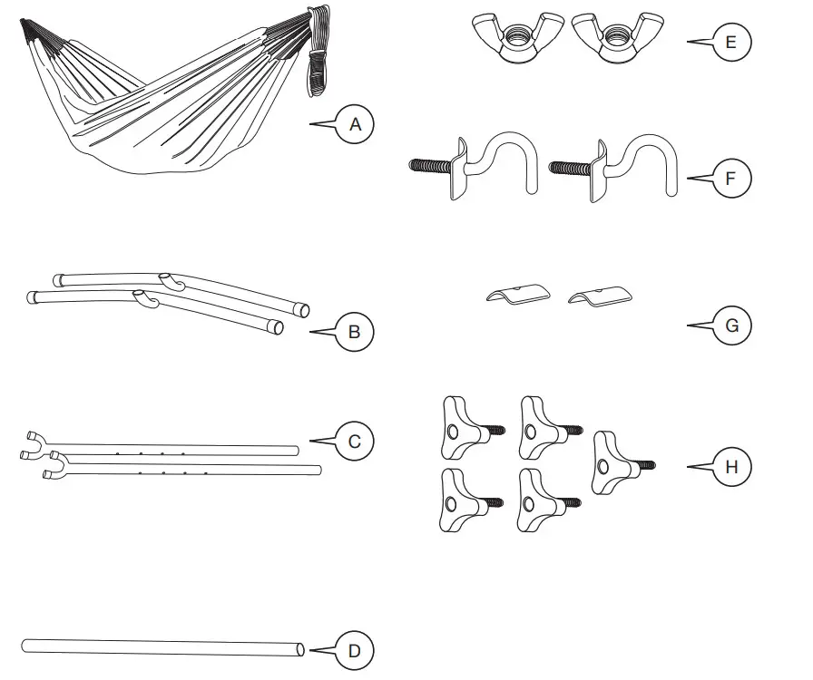 VonHaus 2500198 2 Person Garden Hammock with Stand - Figure 1