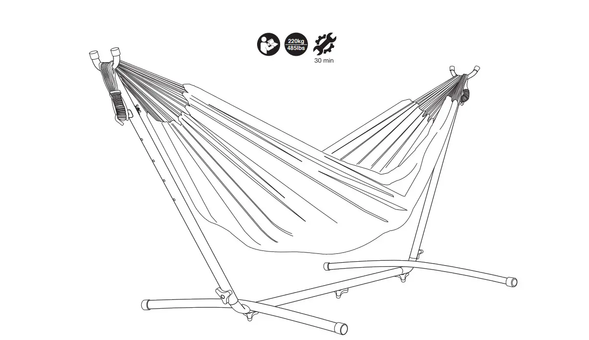 VonHaus 2500198 2 Person Garden Hammock with Stand