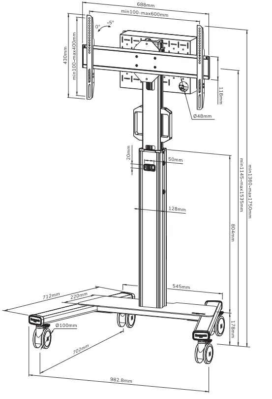 Neomounts FL50S-825WH1 Floor Stand Instruction
