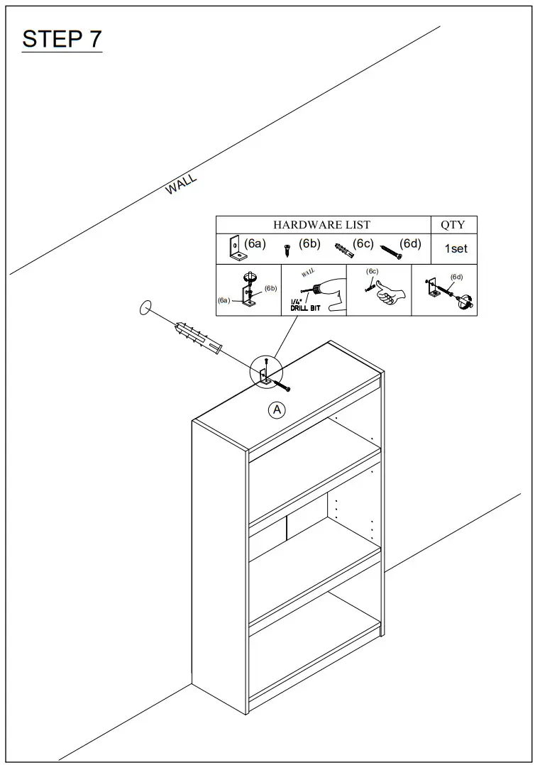 Furinno 22061WH White 3 Shelf Standard Bookcase - PARTS LIST1