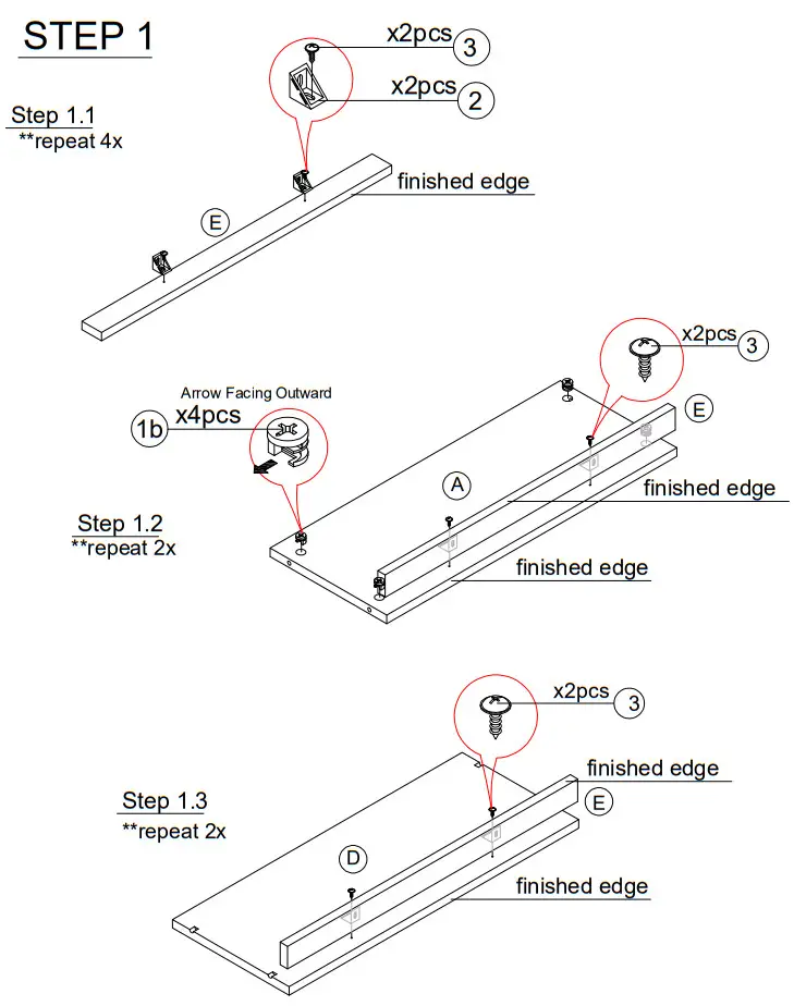 Furinno 22061WH White 3 Shelf Standard Bookcase - STEP 1