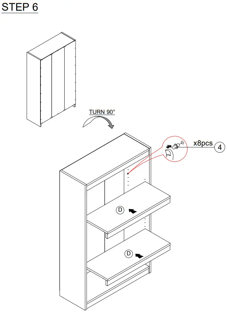 Furinno 22061WH White 3 Shelf Standard Bookcase - STEP 6