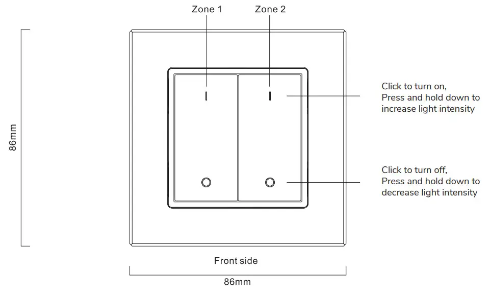 HOFTRONIC 4406547 Wireless Wall Dimmer Push Button - 2 Zone - Figure 1