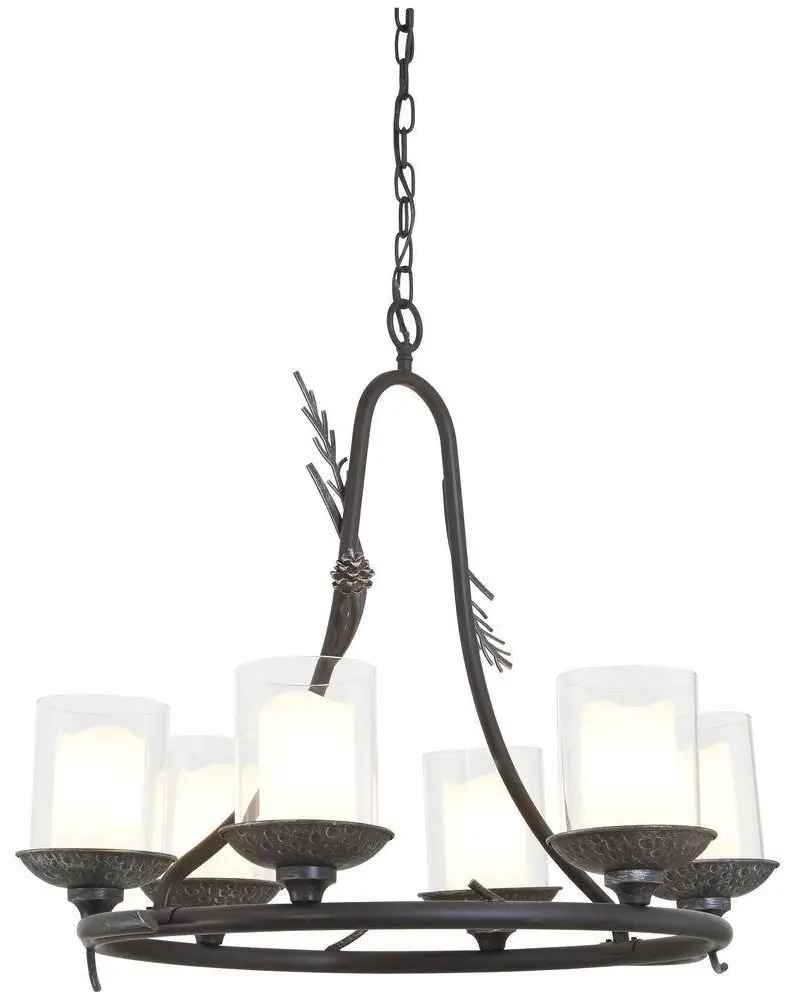 MINKA LAVERY 2756-694 Ponderosa Ridge 6-Light Weathered Spruce with Silver Rustic Outdoor Chandelier -fig1