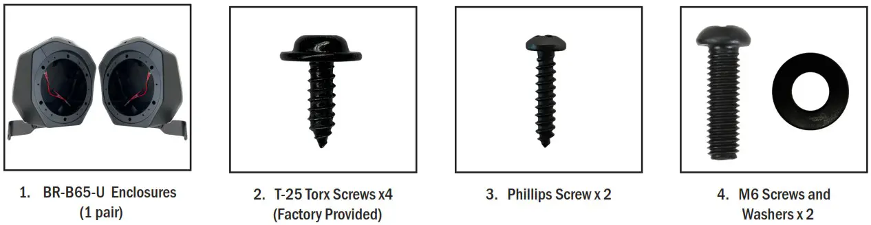 SSV WORKS BR-B65 2021 Ford Bronco 6 5 Inch Rear Speaker Pod Add Ons - PARTS LIST IMAGES