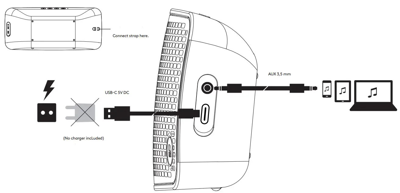 audio pro P5 Compact Portable Wireless Speaker - REAR VIEW