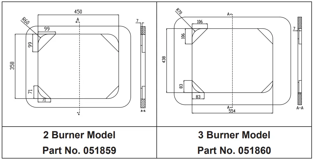 CAMEC 051859 RV Gas Hob with Glass Lid - overview 1