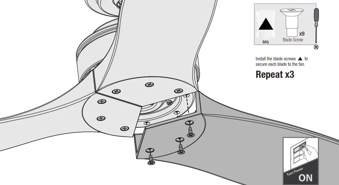 Hunter 51414 Woodfield 52-Inch Indoor Ceiling Fan - Installing the Blades