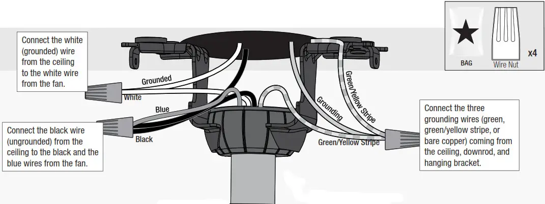 Hunter 51414 Woodfield 52-Inch Indoor Ceiling Fan - Wiring the Fan