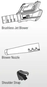 ozito PXJBS-0182 2x18V Brushless Jet Blower-STANDARD EQUIPMENT