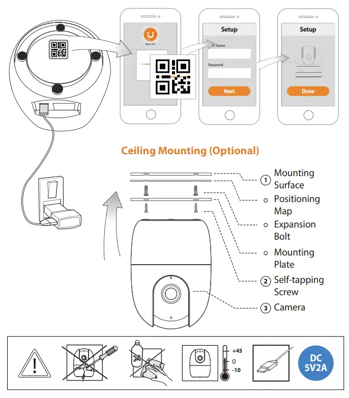 imou A1 Security Camera - Ceiling Mounting
