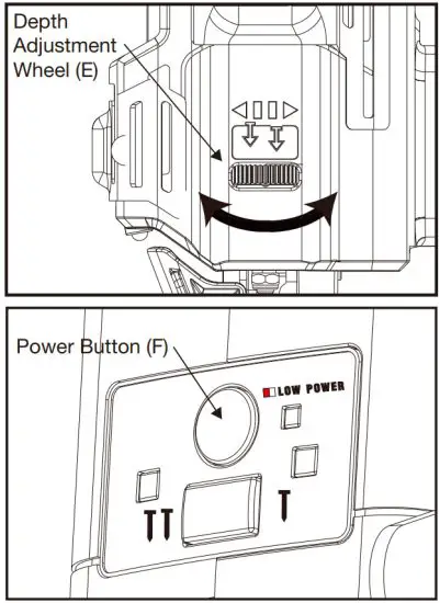 FREEMAN PE20V31618G 20V Cordless 3 in 1 16 and 18 Gauge Nailer and Stapler Kit - DEPTH ADJUSTMENT