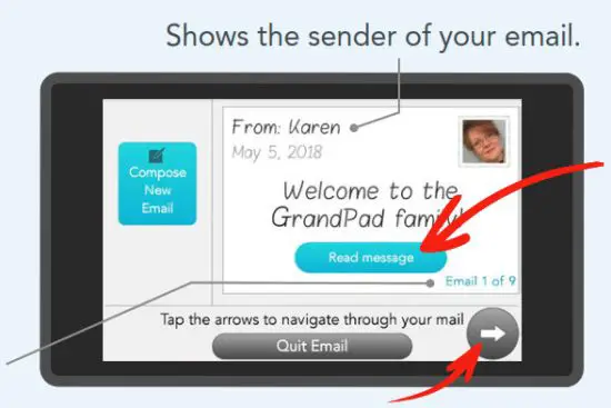 GrandPad GRPD 8 Inch Tablet 32GB Wi-Fi + 4G LTE - MESSAGE