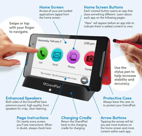 GrandPad GRPD 8 Inch Tablet 32GB Wi-Fi + 4G LTE - Wi-Fi + 4G LTE