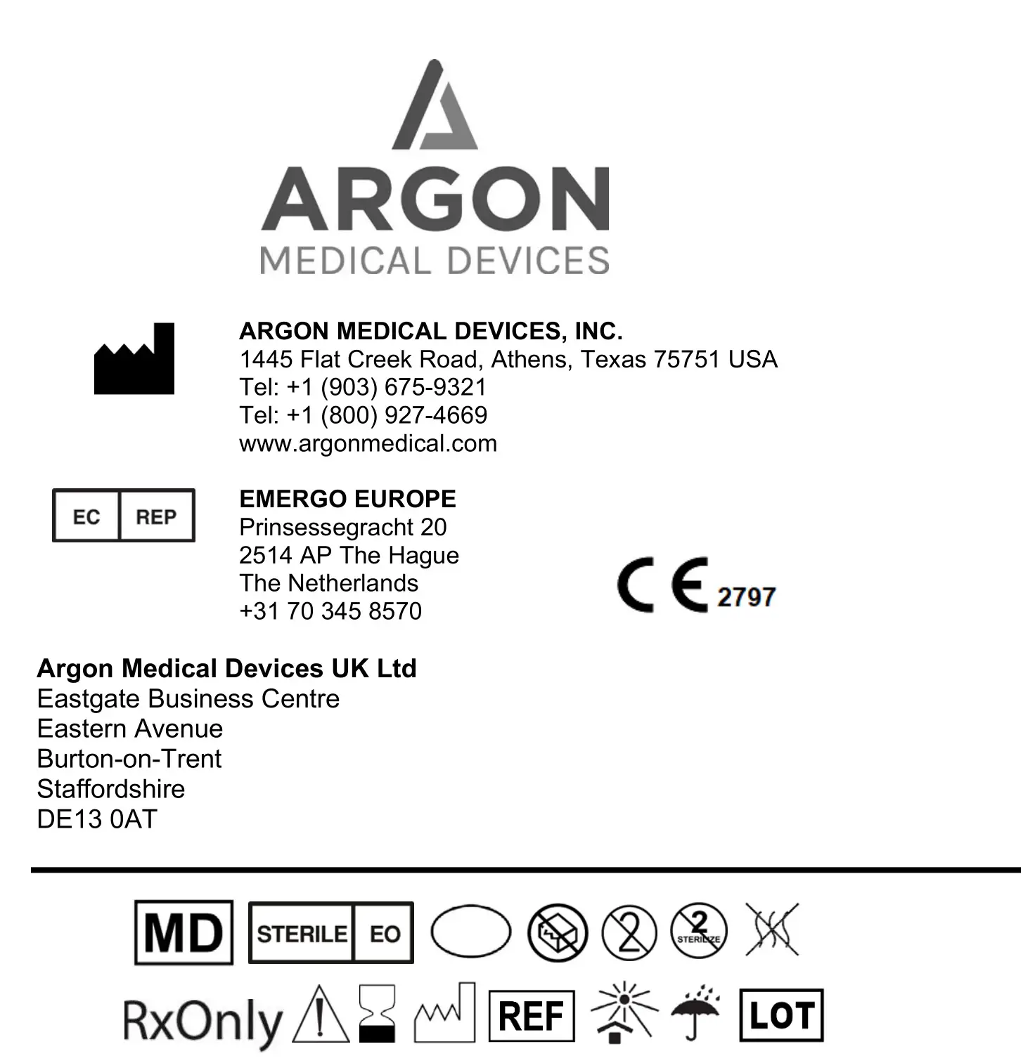 ARGON V-Stick Vascular Access Set Instruction Manual