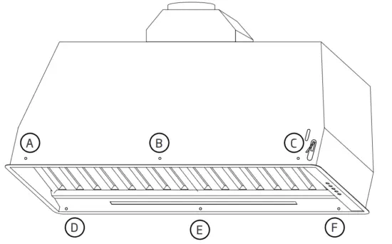 schweigen HN 2OC 85cm Exclusive Undermount Rangehood - Mounting Points for Body