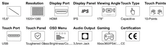 waveshare 15 6inch Capacitive Touch Screen LCD With Toughened Glass Cover - icon 1