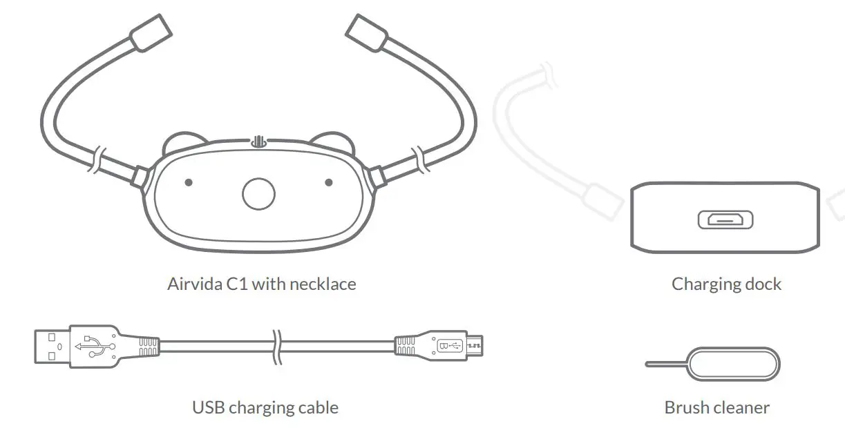 ible Airvida C1 Kids Wearable Ionic Air Purifier - Whats Included