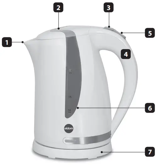 eldom C230 1 7L 2000W Wireless Electric Kettle - GENERAL DESCRIPTION
