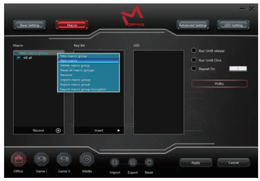 AIKUN GX66 7200DPI RGB Gming Mouse Morphus GX66PRO Master - MACRO SETTING 1