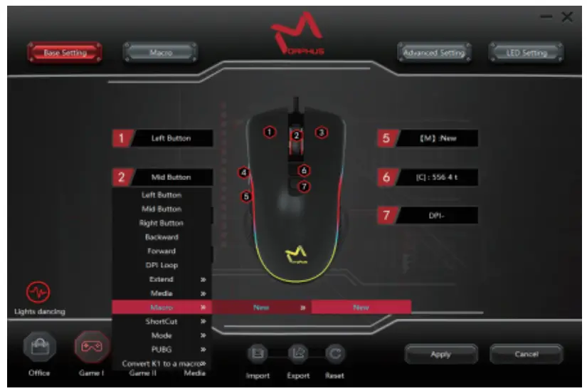 AIKUN GX66 7200DPI RGB Gming Mouse Morphus GX66PRO Master - button to use