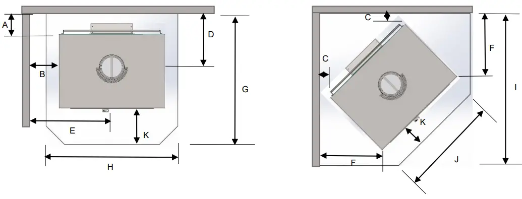 KEMLAN Cube Freestanding Wood Heater - DIMENSIONS 1