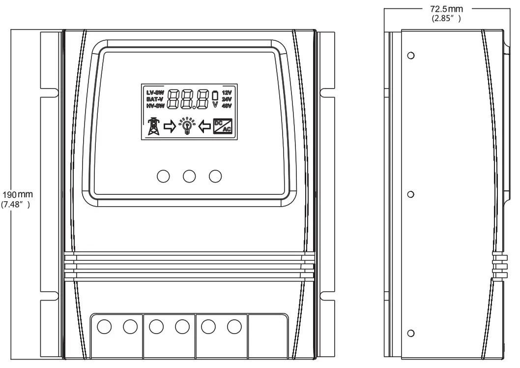 MOES ATS-11KW Automatic Transfer Switch - dimensions