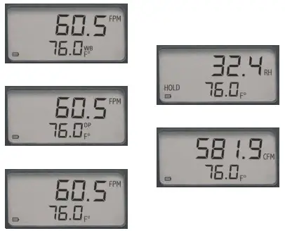 Dwyer 473B 100 mm Vane Thermo-Anemometer Test Instrument - AIR VOLUME HUMIDITY DEW POINT WET BULB DISPLAY