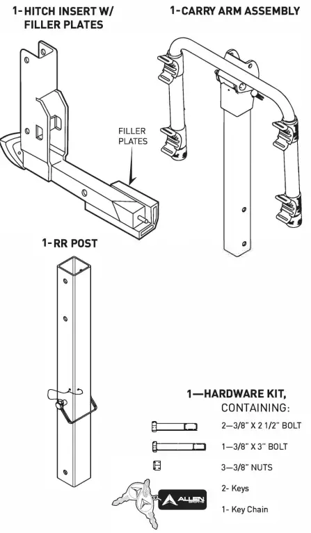 ALLEN ZN522Q 2-Bike Spare Tire Rack 1