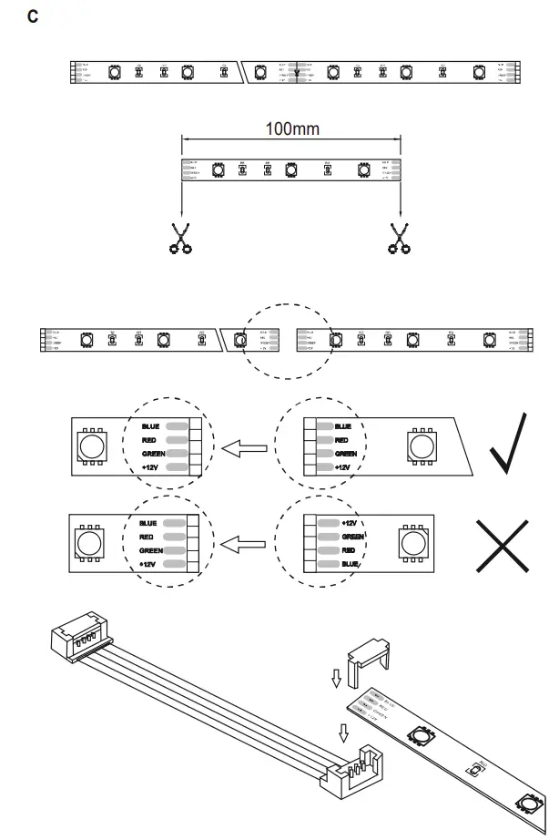 TEANIA Light Strips LED Installation illustration