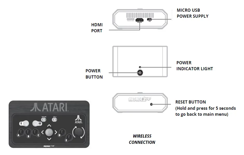 ARCADE 1UP ATR-E-20650 ATARI COUCHCADE Wireless Gaming System 4