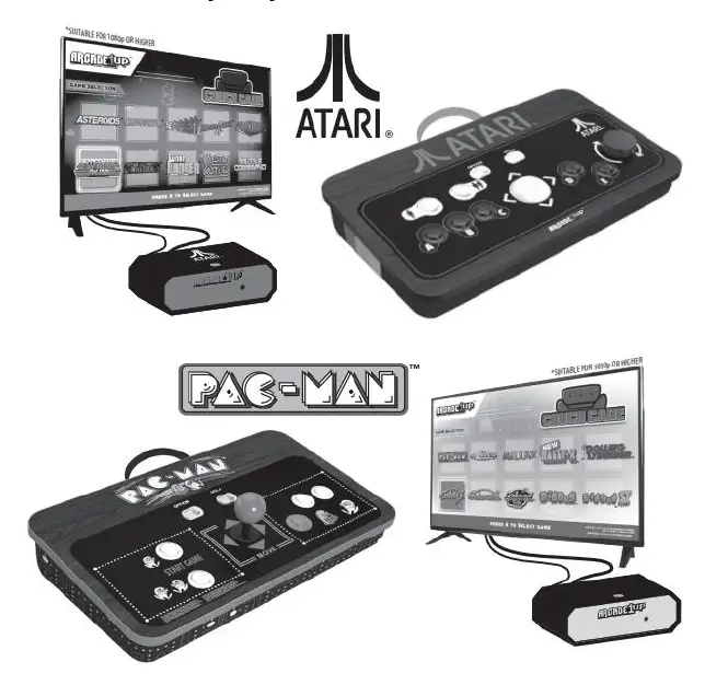 ARCADE 1UP ATR-E-20650 ATARI COUCHCADE Wireless Gaming System 8