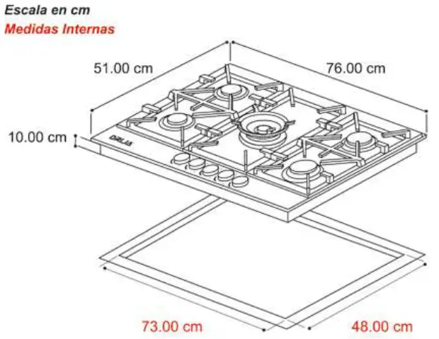 DRIJA Toscana 76 Built In Gas Stove - Fig1
