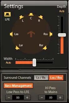WAVES DTS Neural UpMix - Settings Section