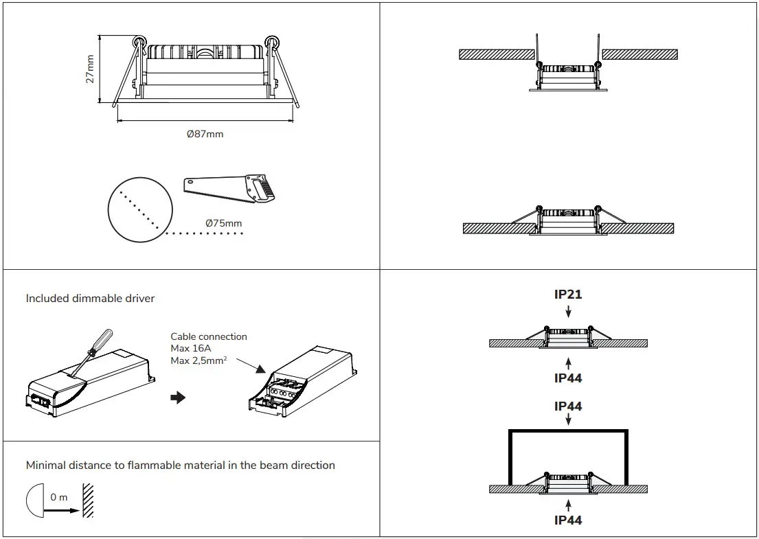 HOFTRONIC 4400316 Rome Dimmable LED Downlight - Figure 1