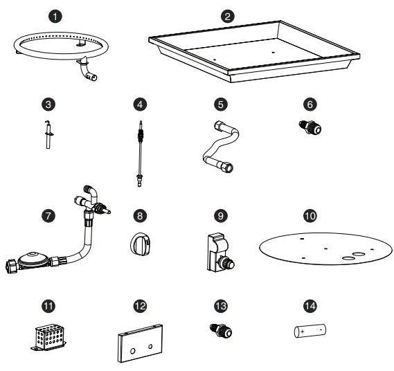 Sunbeam Aluminum Fire Table -Hardware Contents