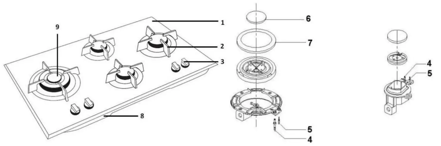 MODENA BH 6725 LF Built in Gas Hob - Fig 1
