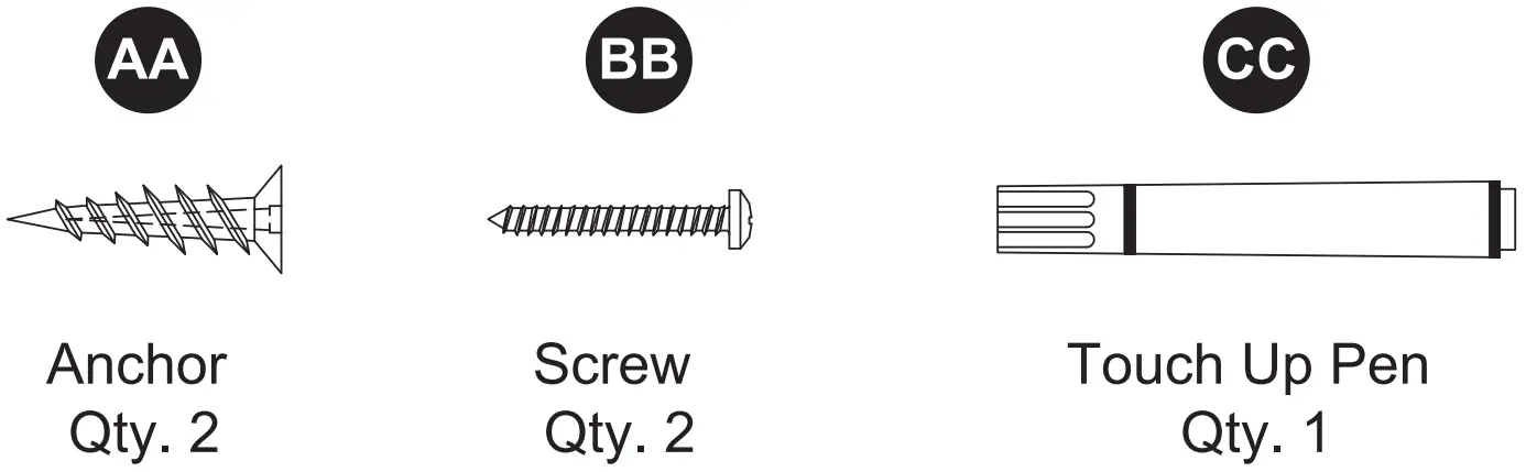 Hardware Contents (Not Shown Actual Size)