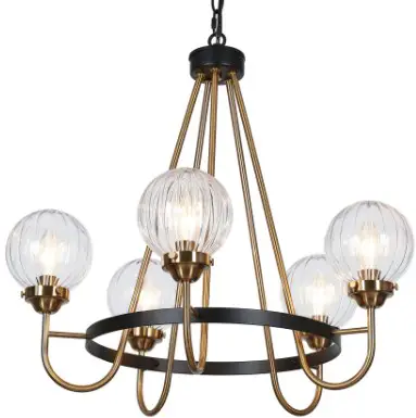 ZEVNI A04820H5 22 inch Wide Black 5-Light Chandelier
