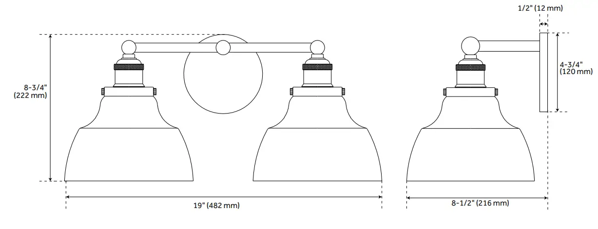 PARK HARBOR 440767 Mooretown 2 Light Vanity Light - parts