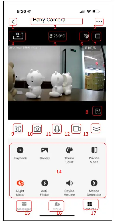 Shenzhen Interthings Technology IPC263 Baby Camera - Features of the APP