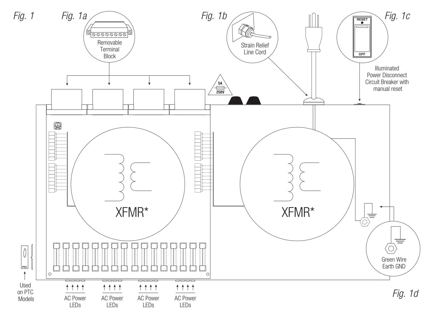Altronix R248ULi Isolated Rack Mount CCTV Power Supply - Figure 1,1a,1b,1c,1d